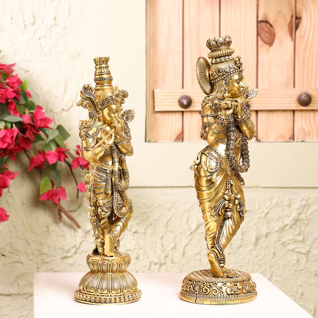 Brass Standing Krishna Idol - Image 9