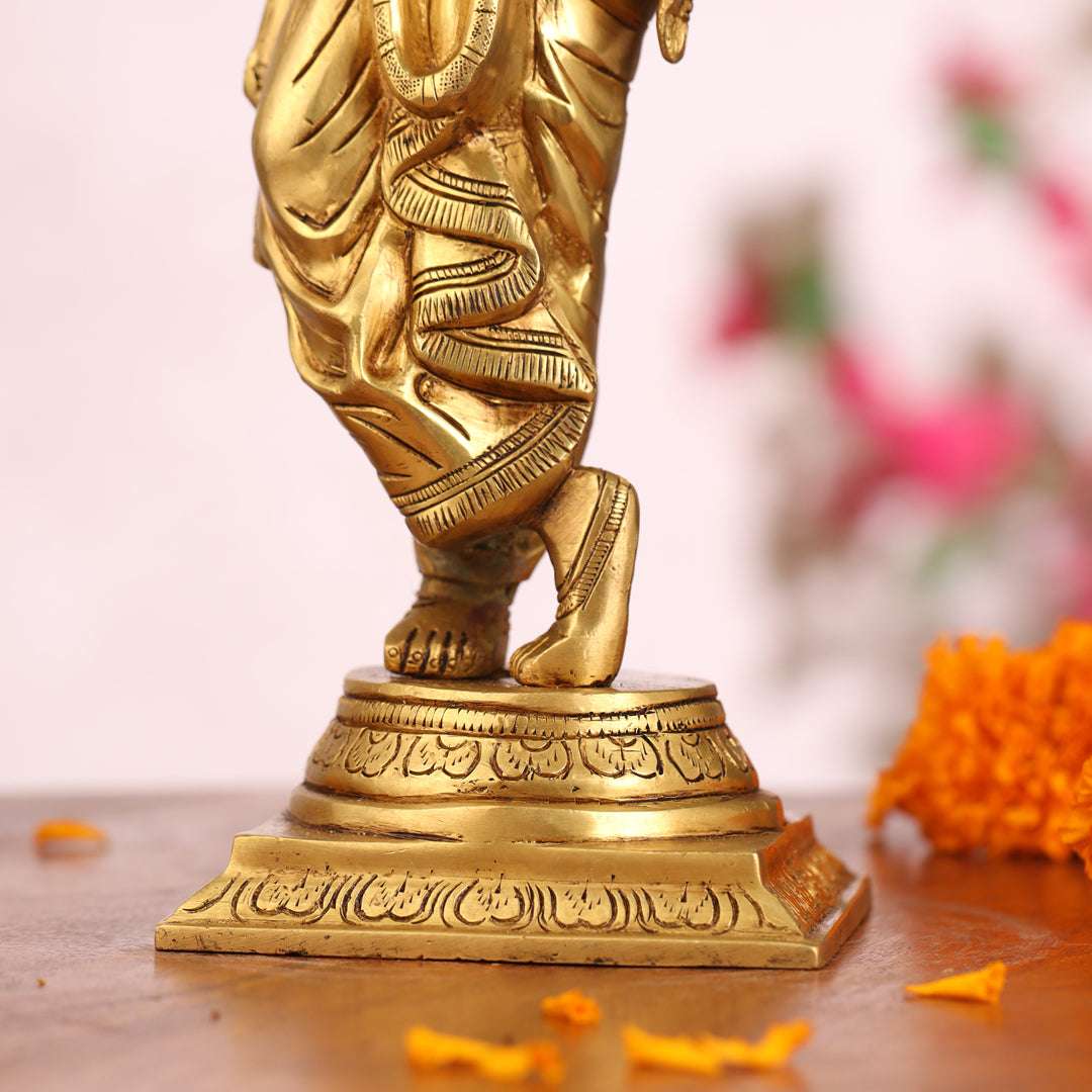 Brass Standing Krishna Idol (12.5 Inch) - Image 3