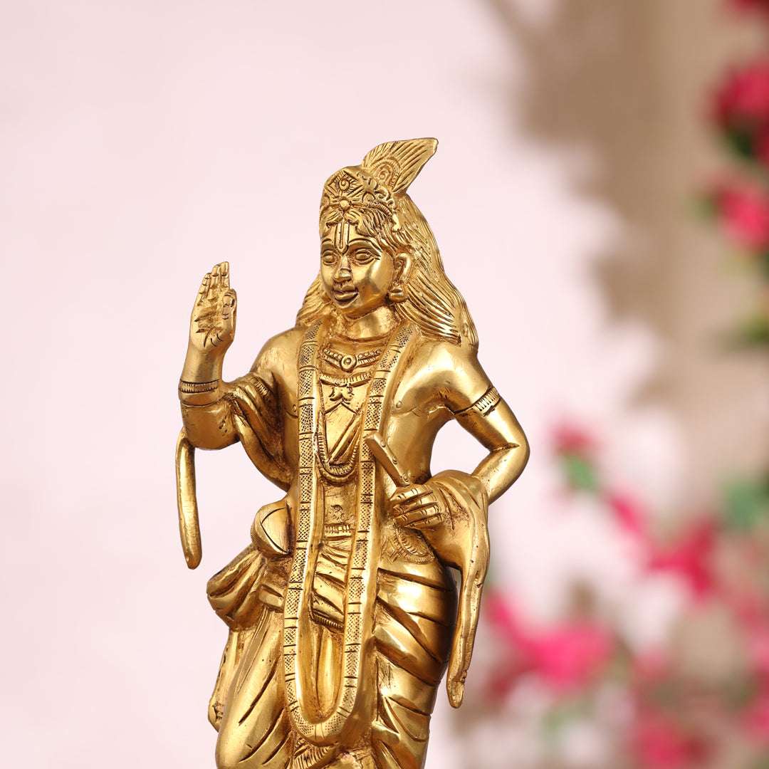 Brass Standing Krishna Idol (12.5 Inch) - Image 4