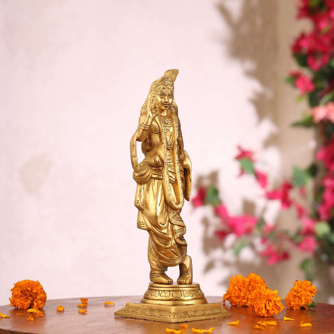 Brass Standing Krishna Idol (12.5 Inch) - Image 5