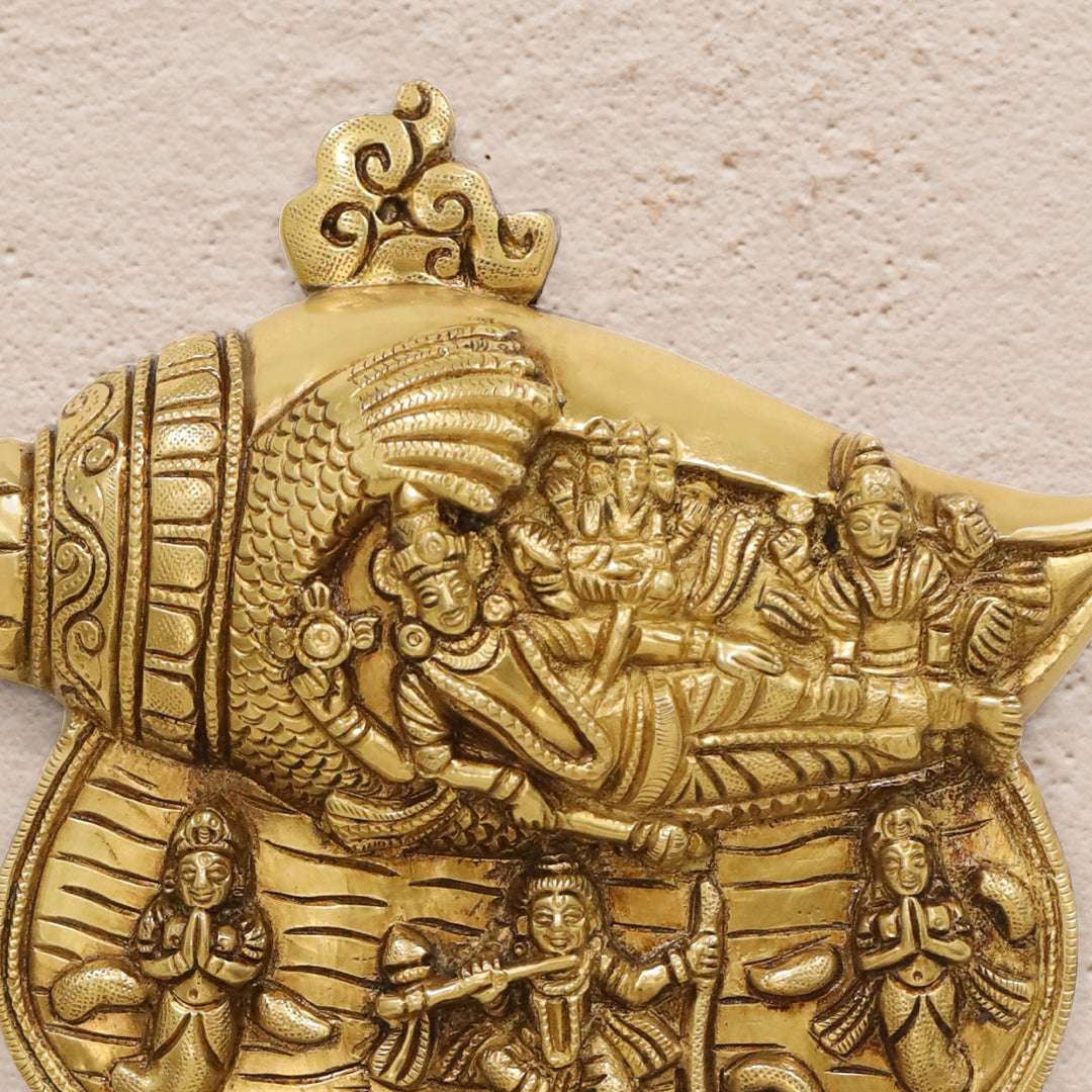 Brass Vishnu Lakshmi And Krishna Wall Hanging (9.5 Inch) - Image 2