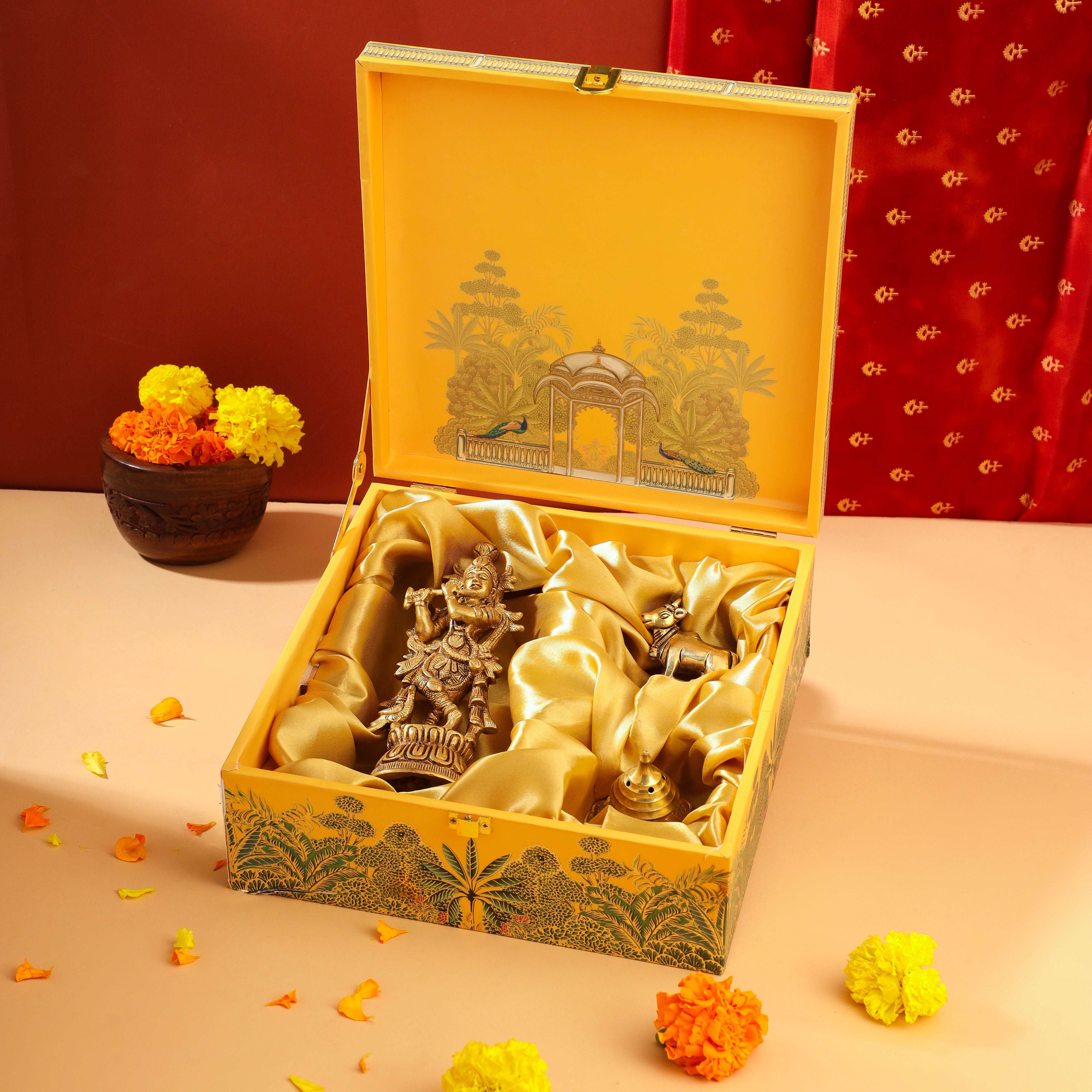 Brass Krishna With Cow Festive/Gift Hamper - Image 2