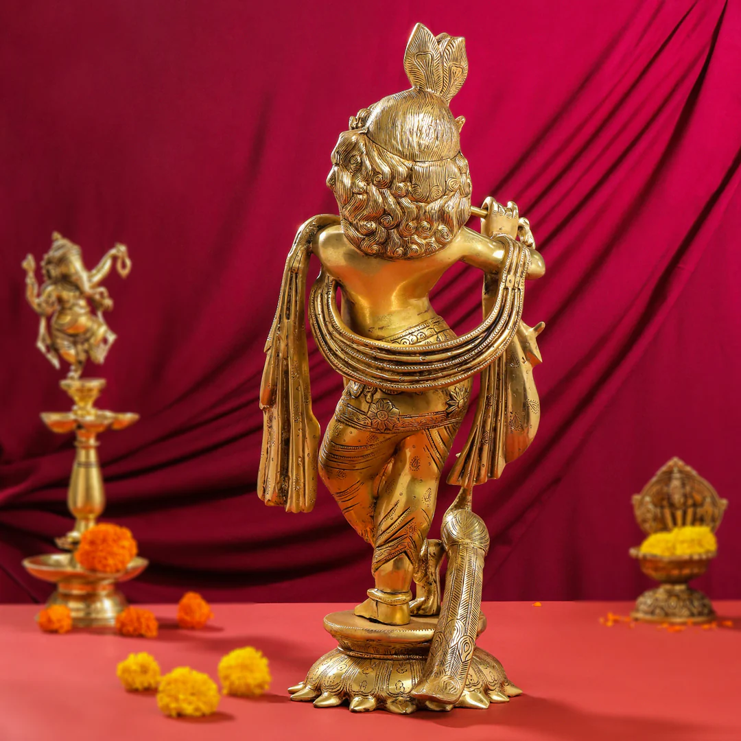 Brass Standing Krishna Idol (24.5 Inch) - Image 3