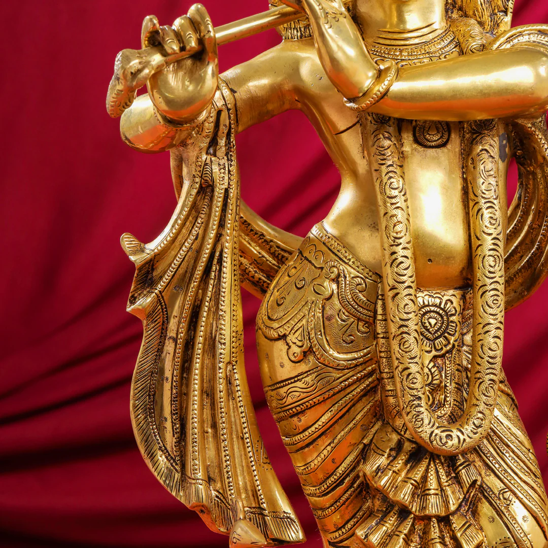 Brass Standing Krishna Idol (24.5 Inch) - Image 5
