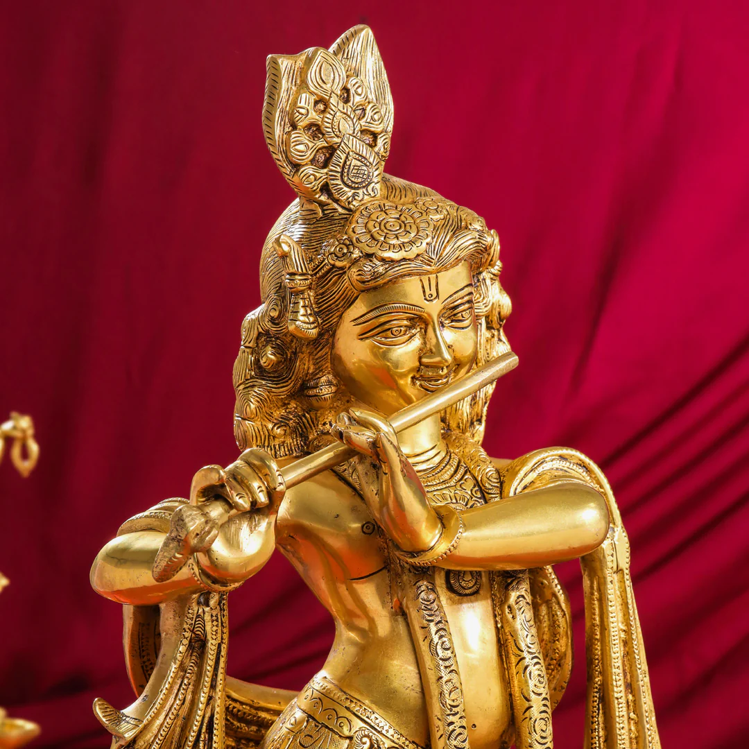 Brass Standing Krishna Idol (24.5 Inch) - Image 6