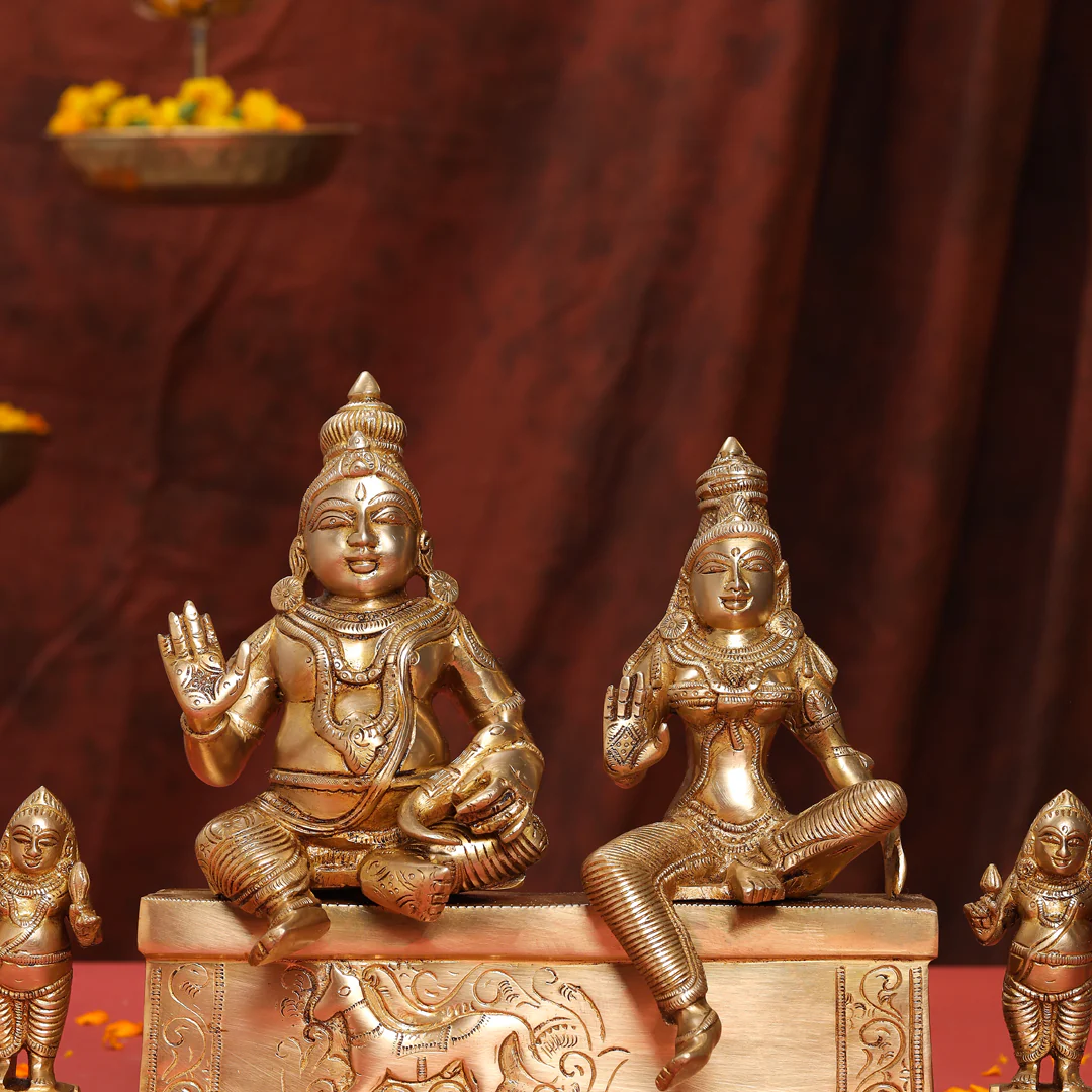 Brass Sitting Kuber And Lakshmi Idol (12 Inch) - Image 4
