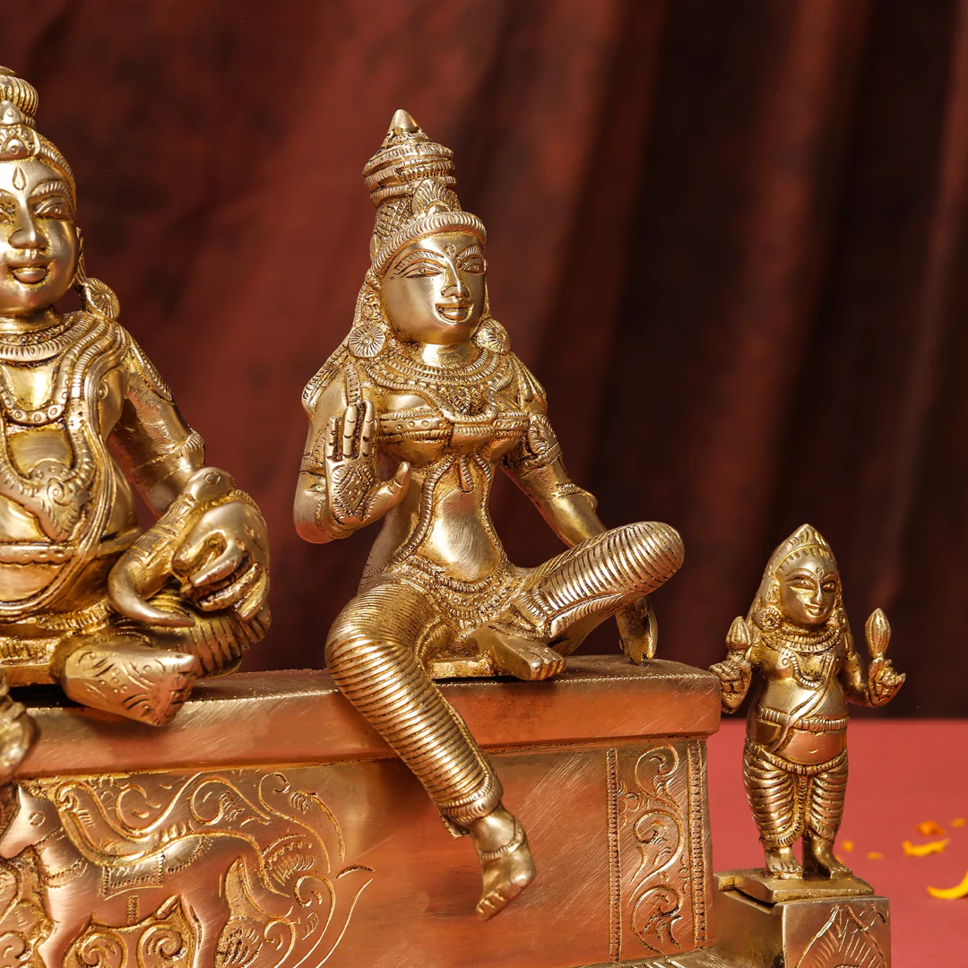 Brass Sitting Kuber And Lakshmi Idol (12 Inch) - Image 6