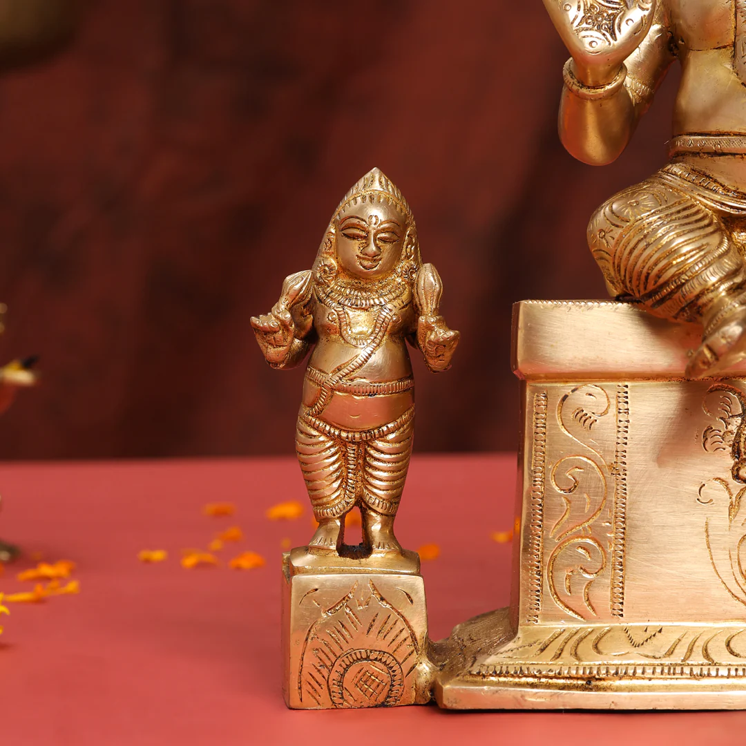 Brass Sitting Kuber And Lakshmi Idol (12 Inch) - Image 7
