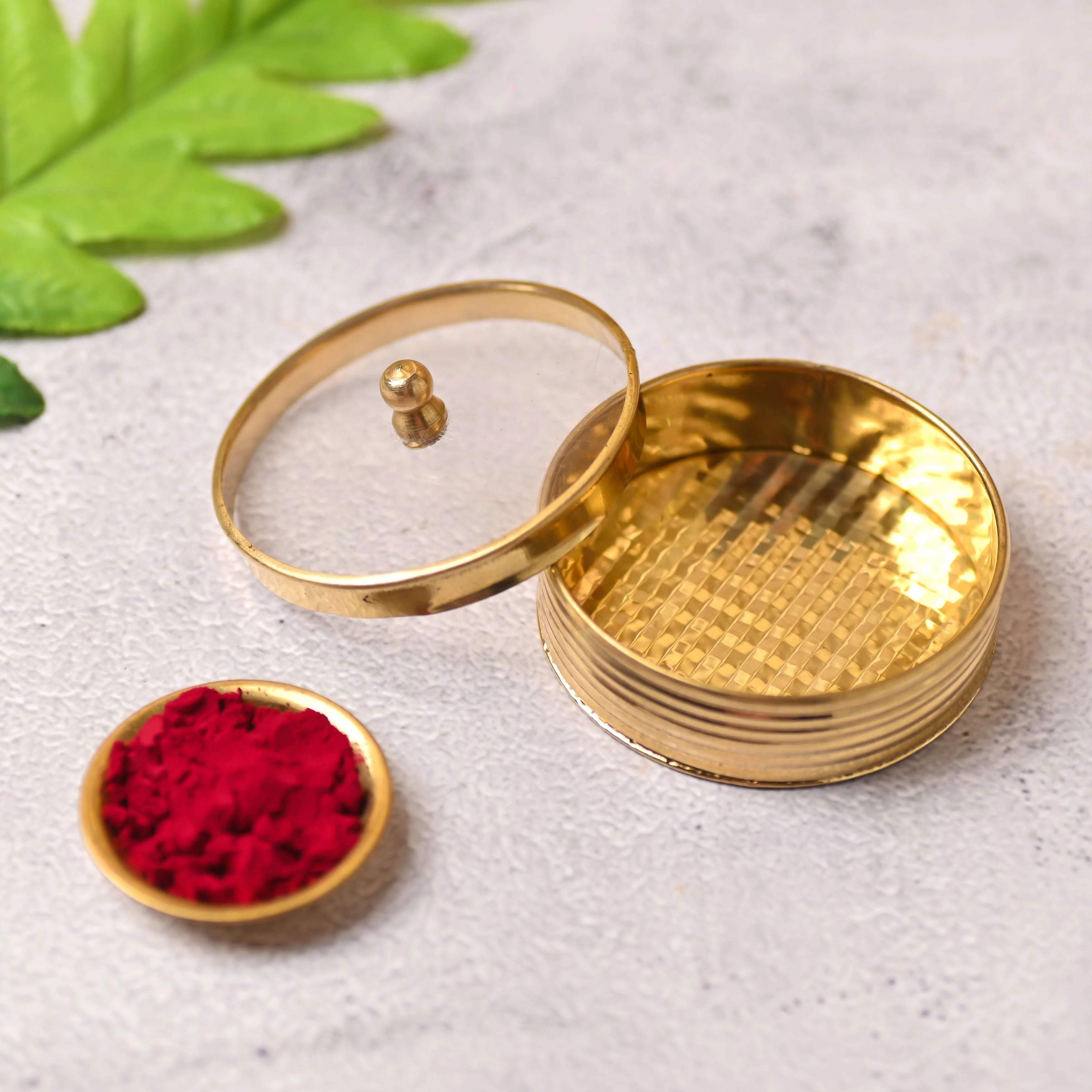 Brass Kumkum Box (1 Inch) - Image 3