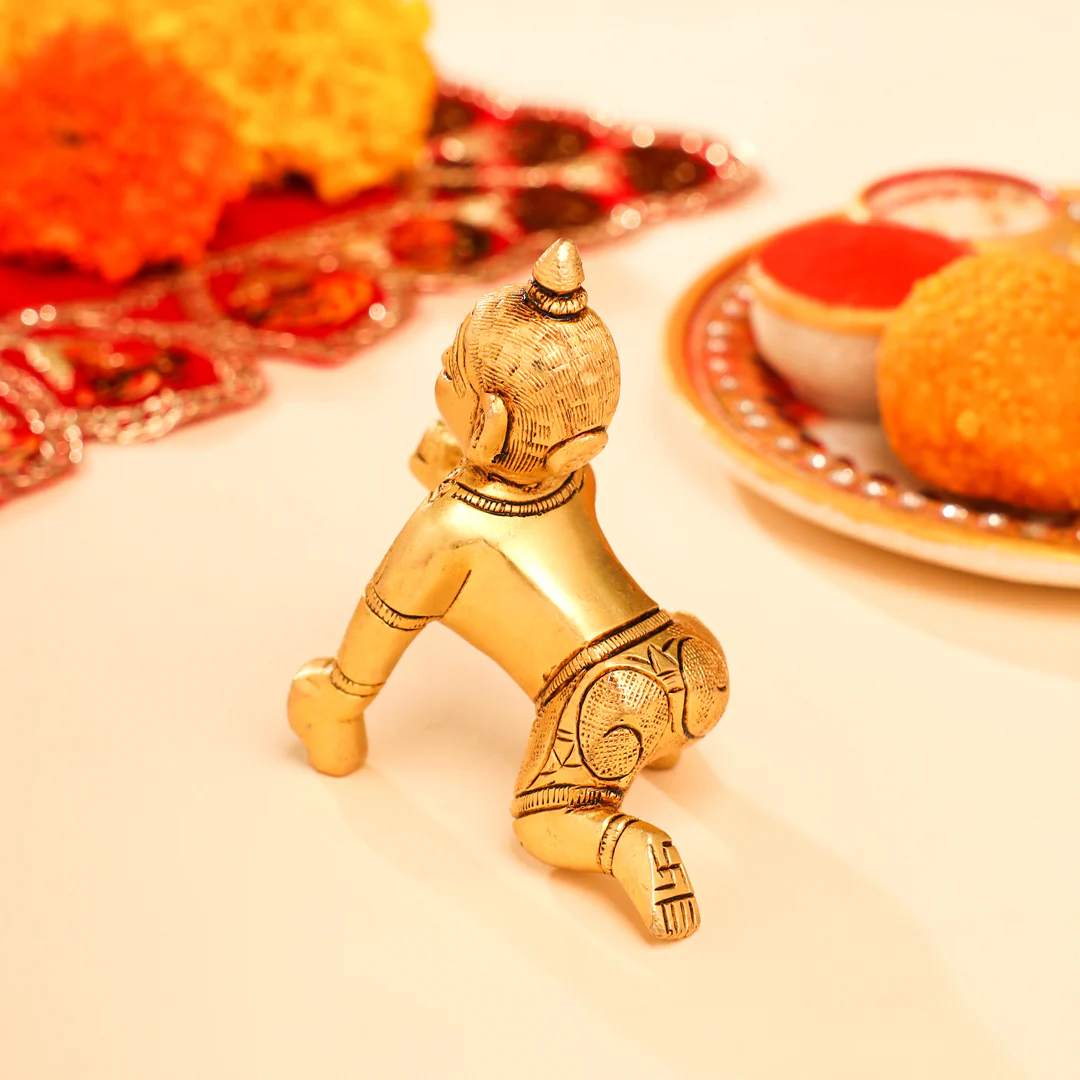 Brass Laddu Gopal Idol (3 Inch) - Image 3