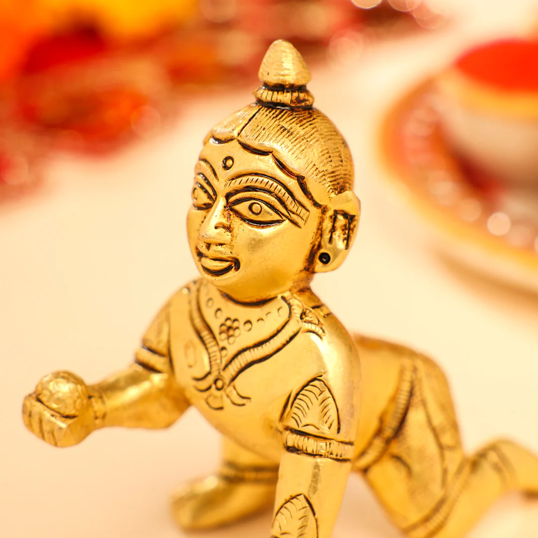Brass Laddu Gopal Idol (3 Inch) - Image 4