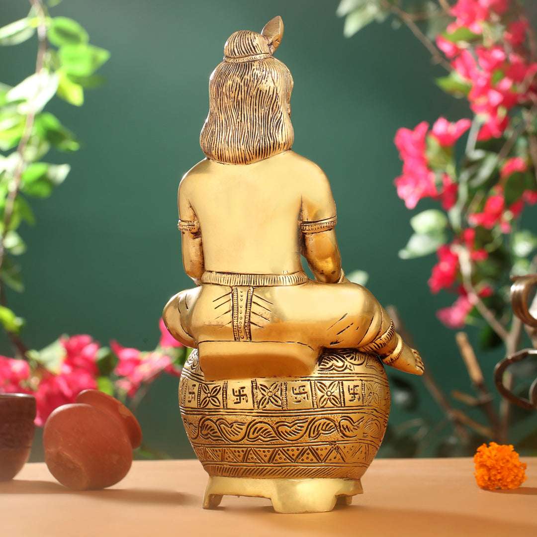 Brass Laddu Gopal With Kalash Idol (14.5 Inch) - Image 8