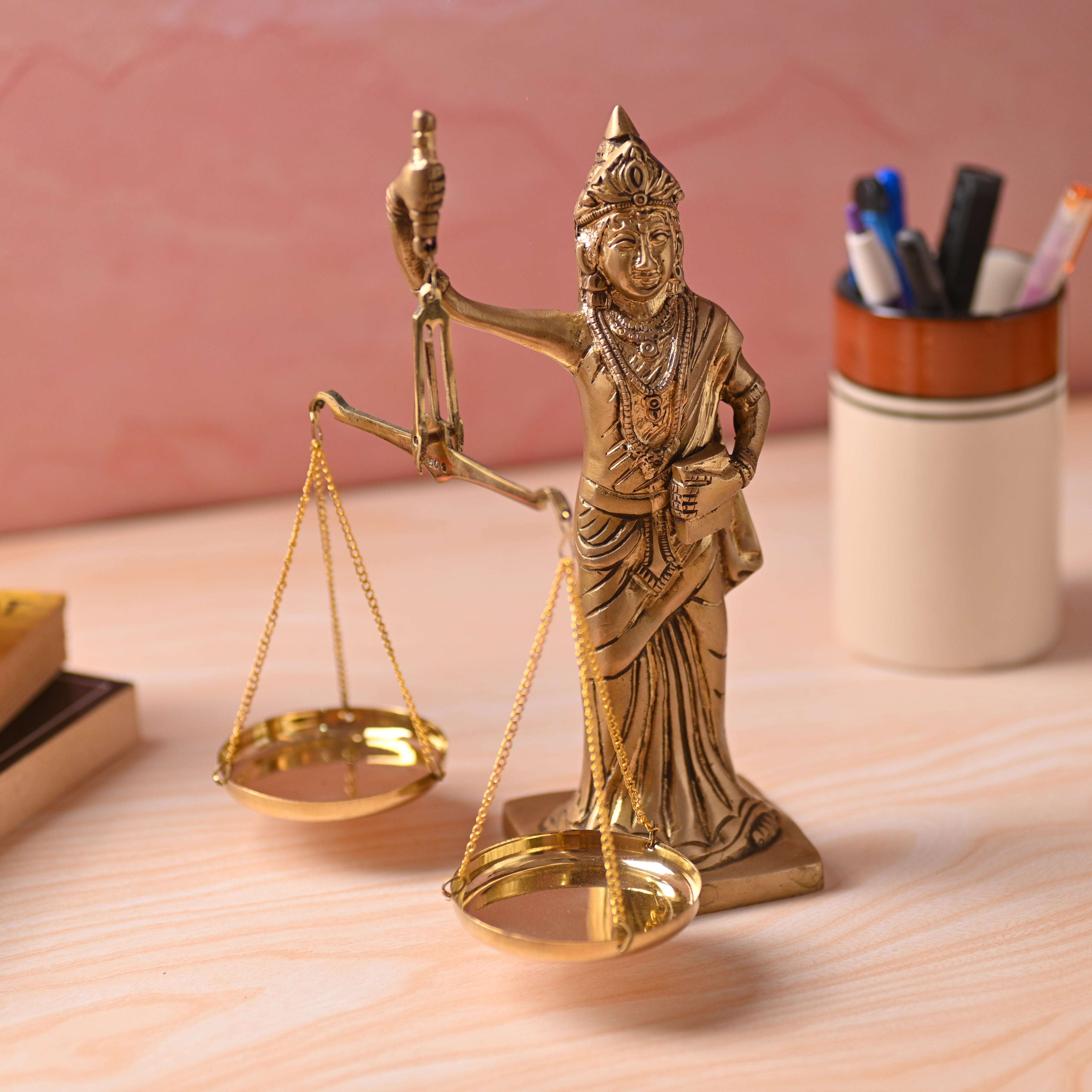 Brass Lady Justice Standing Statue (8.5 Inch) - Image 2