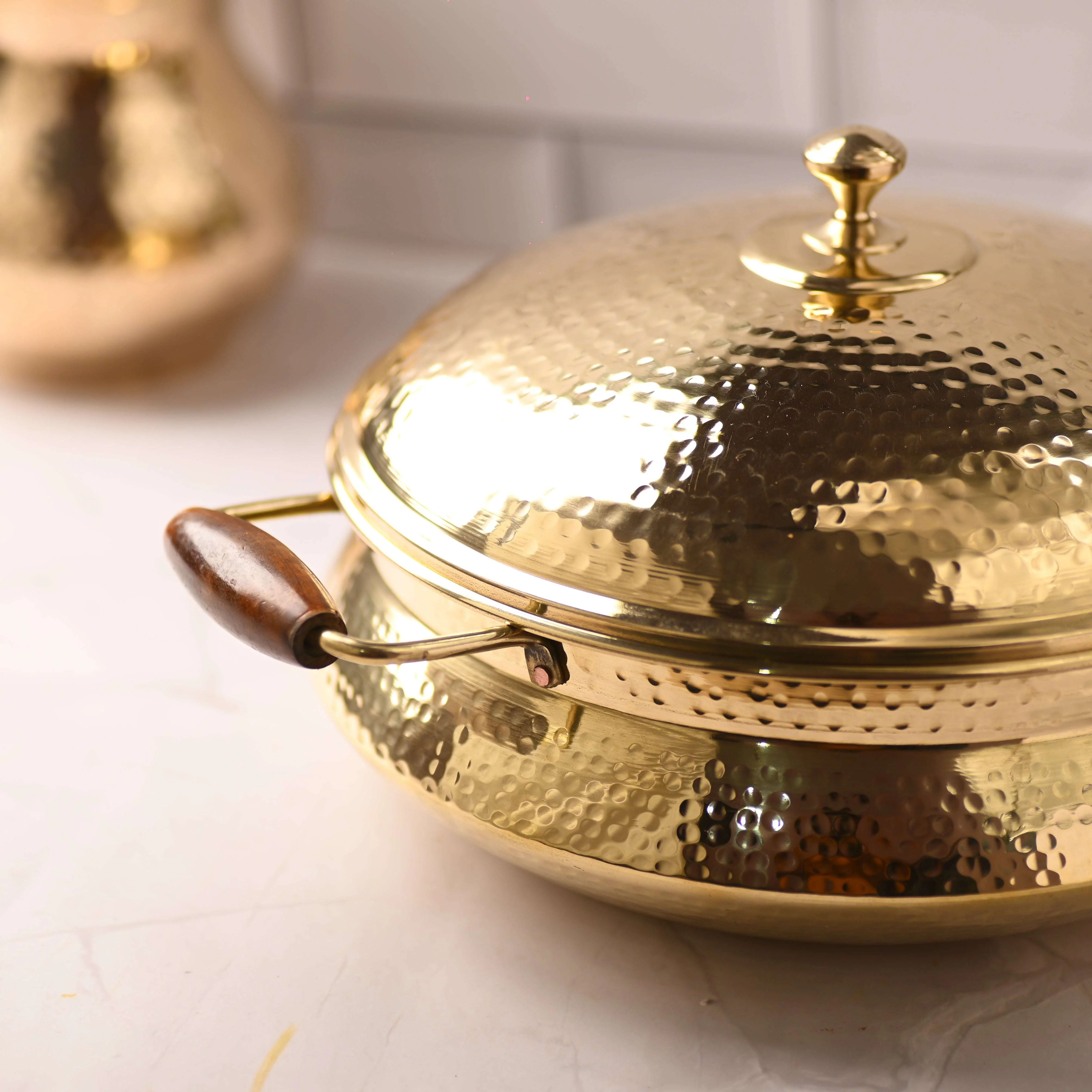 Brass Hammered Handi With Lid – Premium Indian Brassware (6.5 Inch) - Image 4
