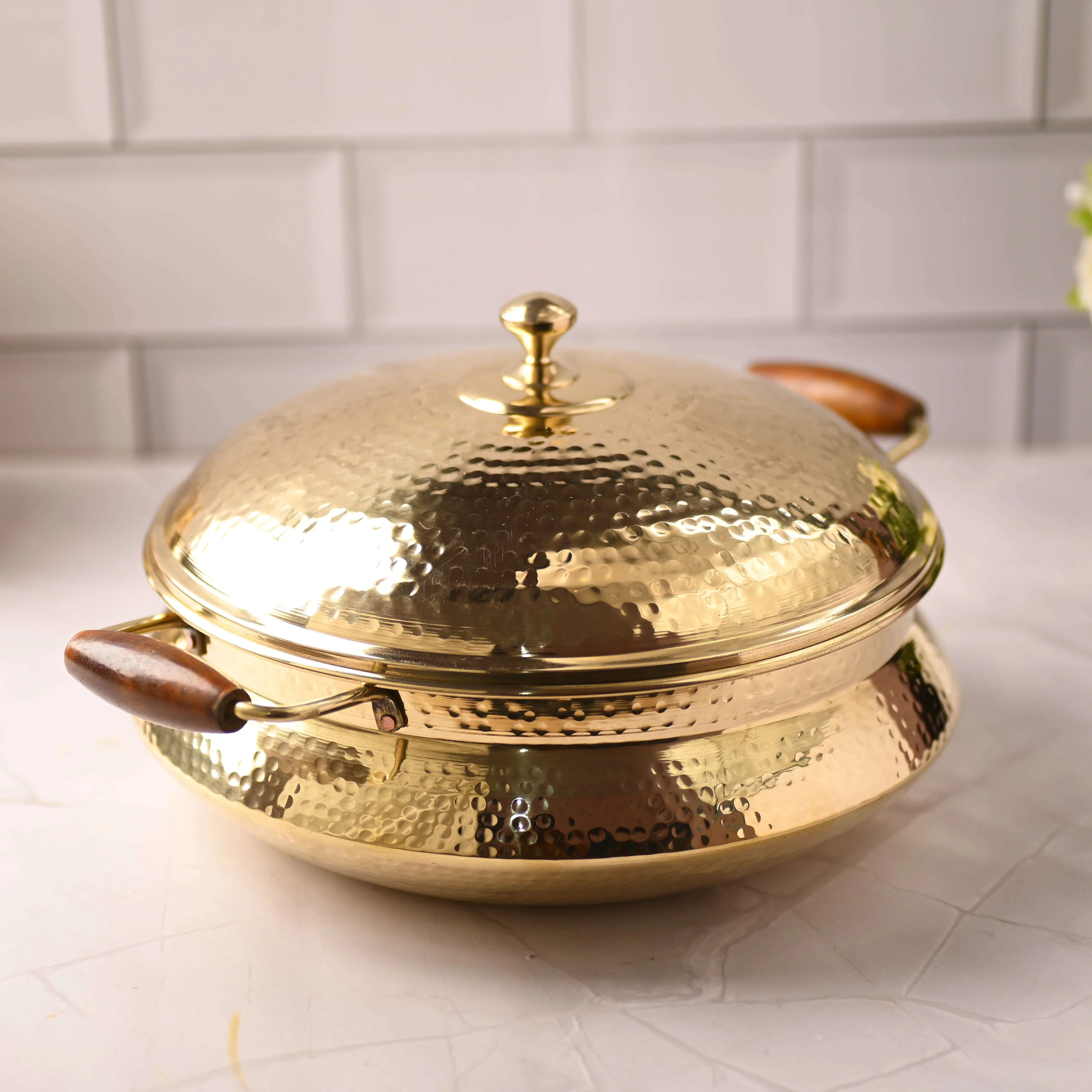 Brass Hammered Handi With Lid – Premium Indian Brassware (6.5 Inch) - Image 5