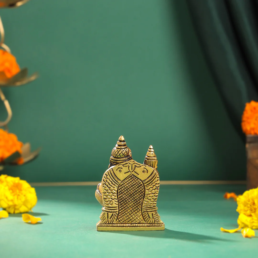 Brass Sitting Kuber And Lakshmi Idol (3 Inch) - Image 3