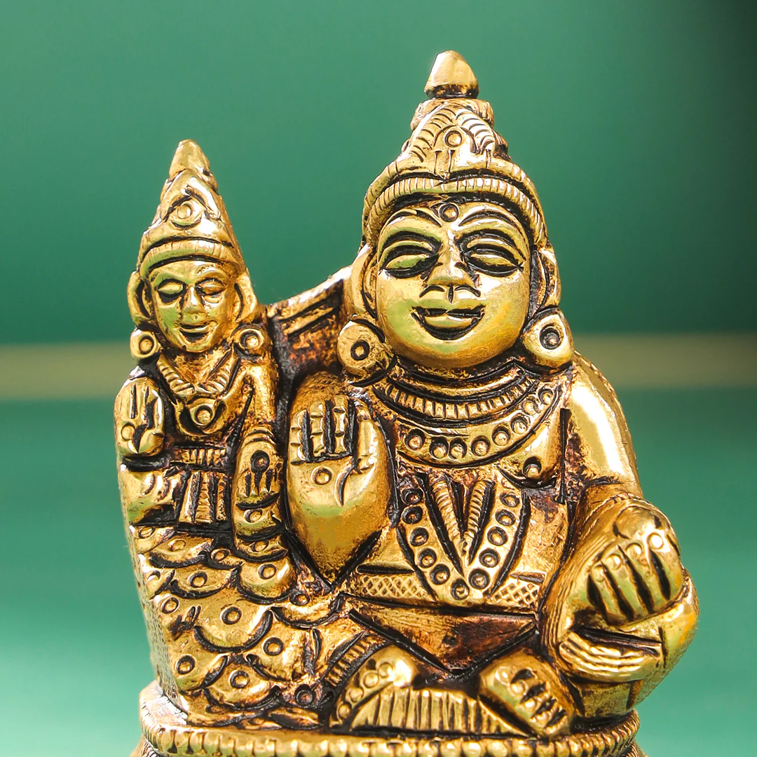 Brass Sitting Kuber And Lakshmi Idol (3 Inch) - Image 4