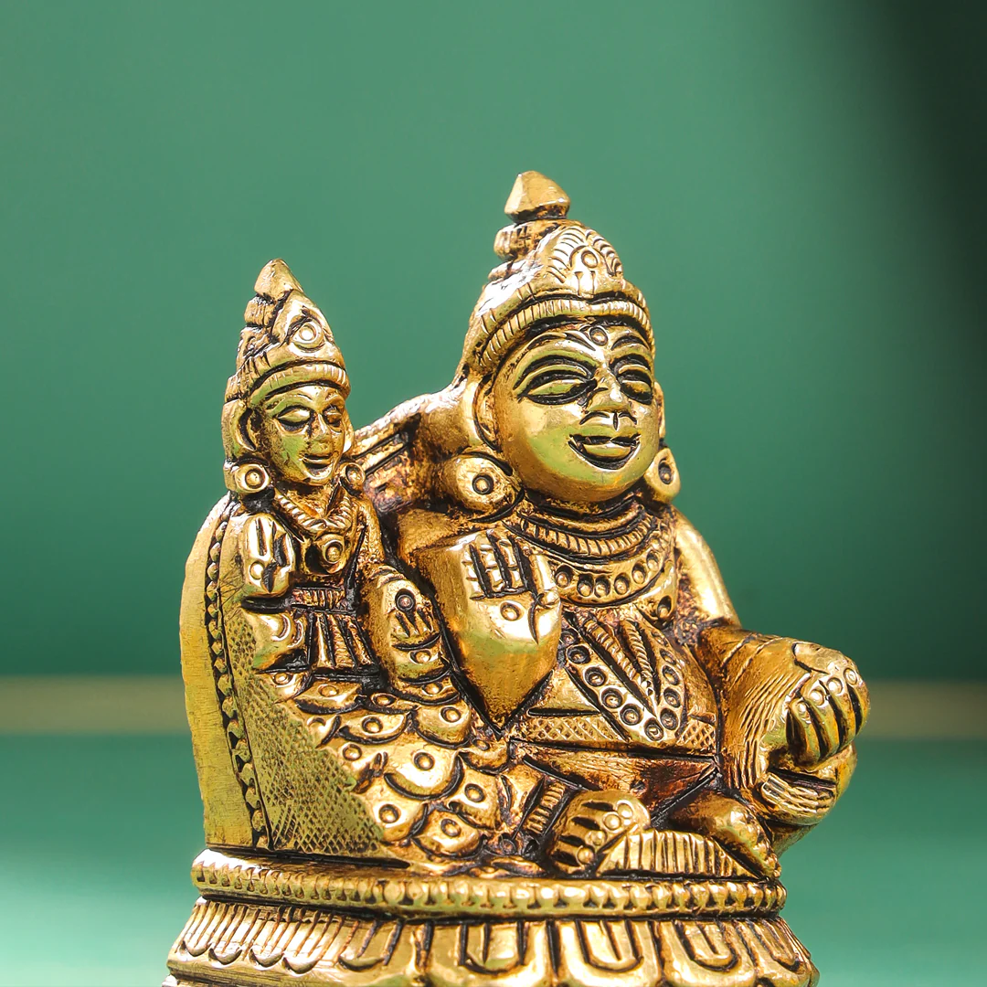 Brass Sitting Kuber And Lakshmi Idol (3 Inch) - Image 5