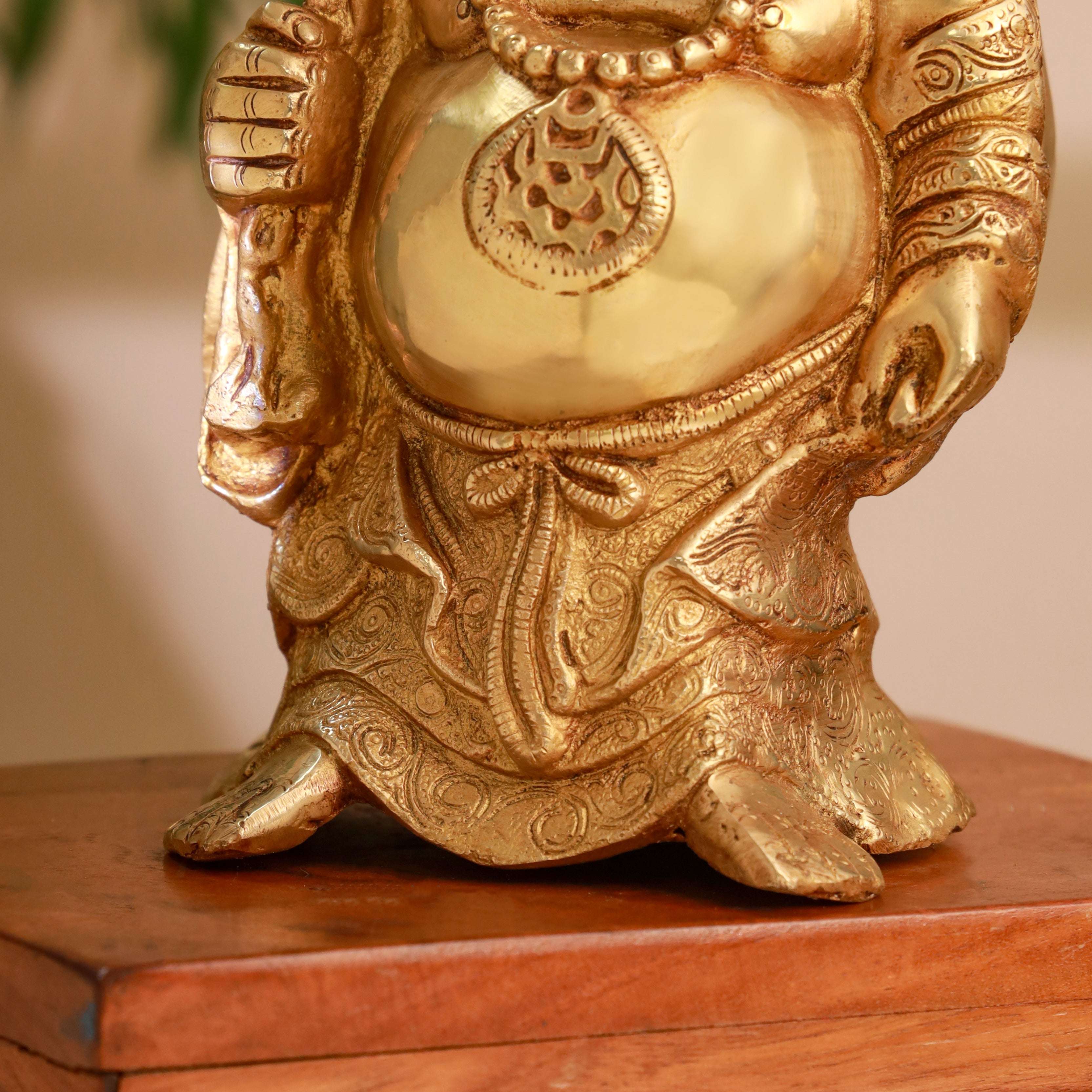Brass Laughing Buddha Statue (9.5 Inch) - Image 7