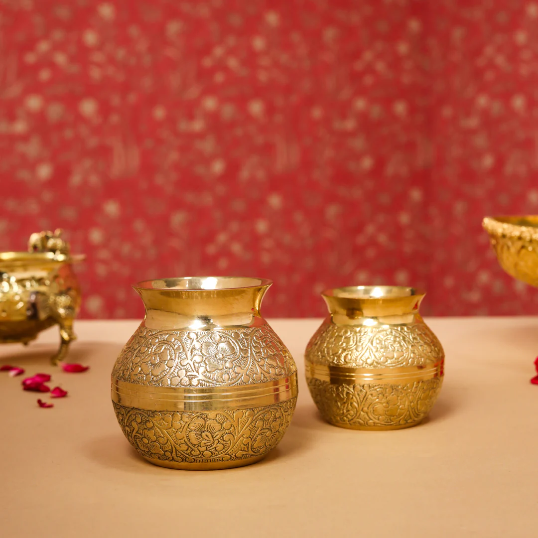 Brass Royal Pooja flower Kalash - Image 2