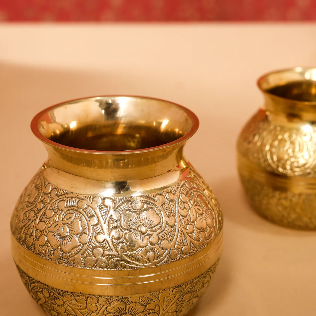 Brass Royal Pooja flower Kalash - Image 3