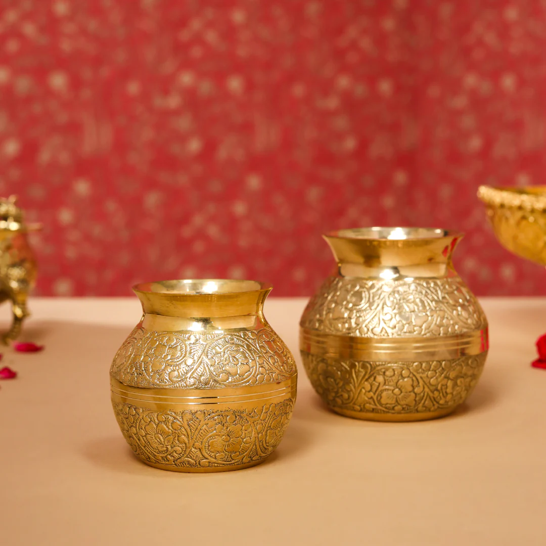 Brass Royal Pooja flower Kalash - Image 4