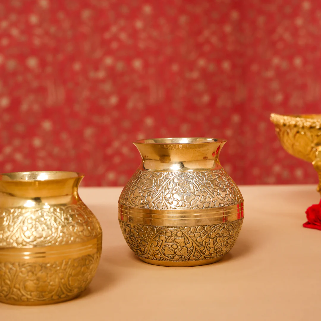 Brass Royal Pooja flower Kalash - Image 6