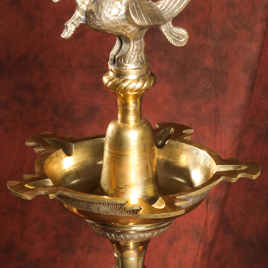 Brass Peacock Mahabharat/Samai Lamp (65 Inch) - Image 4
