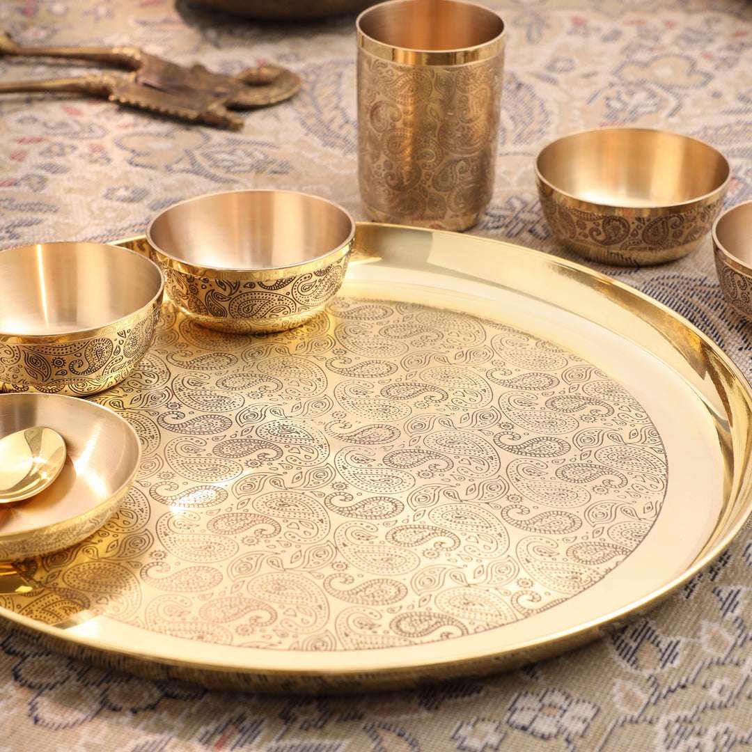 Brass Maharaja Thali/Dinner Set (1.85 Kg) - Image 2