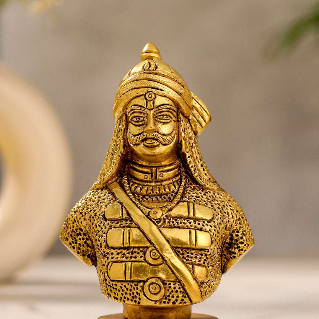 Brass Maharana Pratap Bust Statue (5.5 INCH) - Image 2