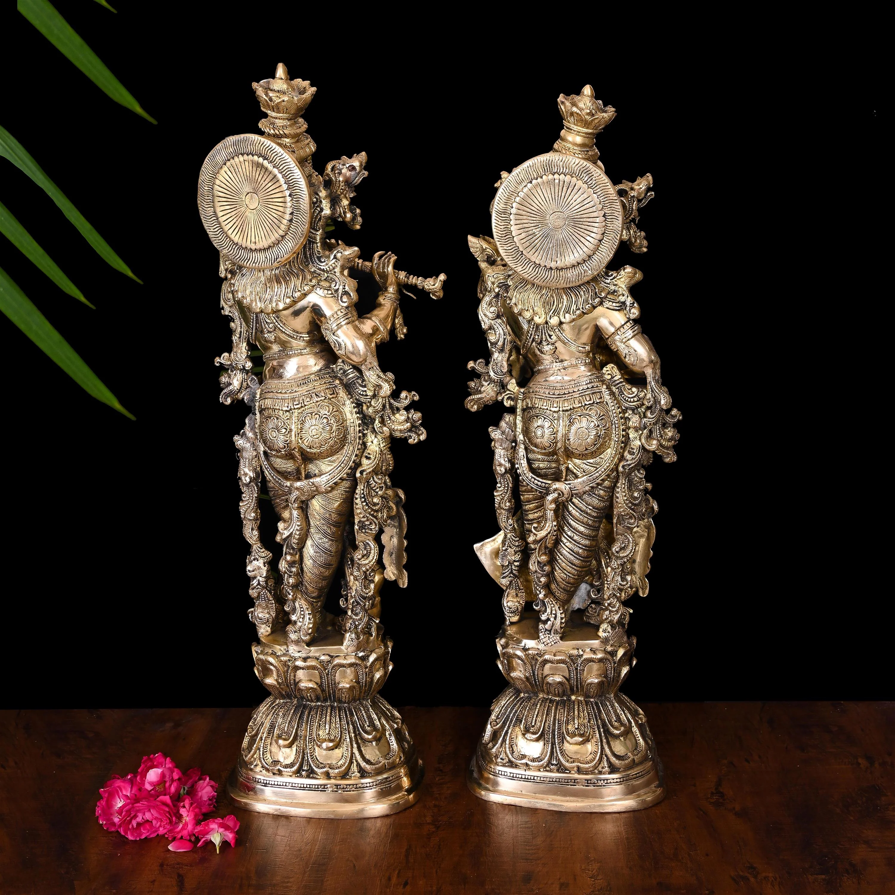 Brass Standing Radha Krishna Statue Set (30 Inch) - Image 3