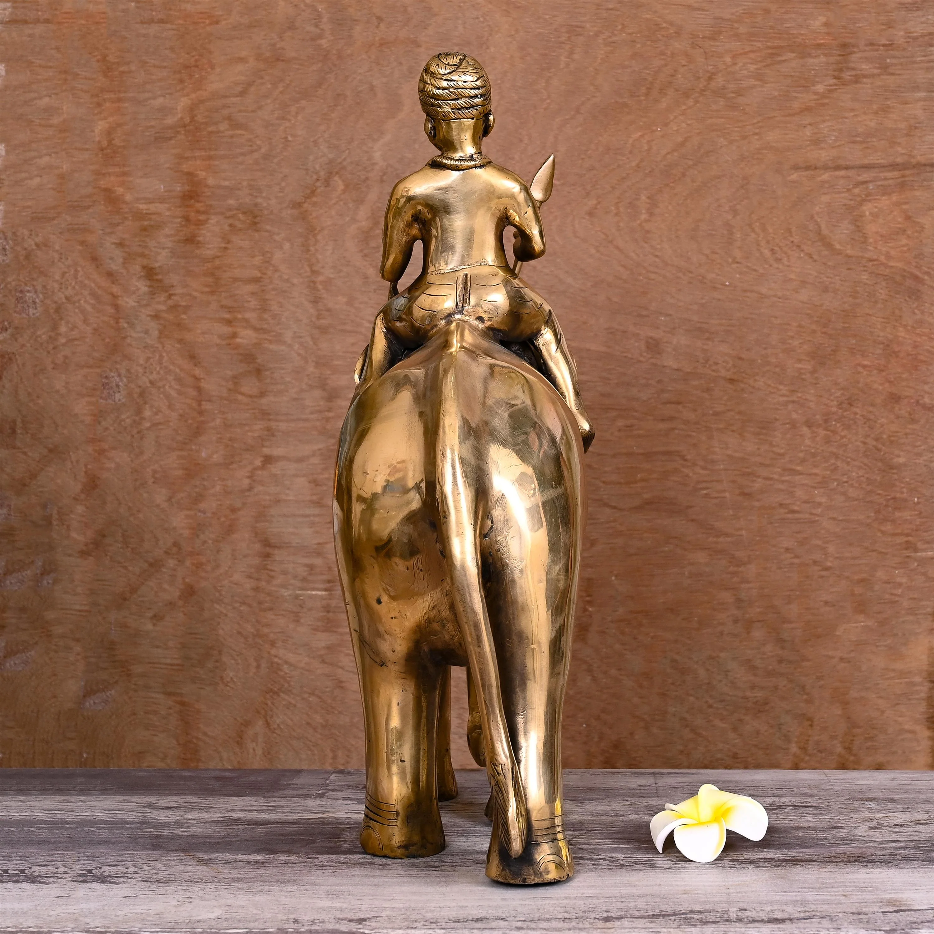 Brass Lord Indra On Elephant Airavata Statue (25 Inch) - Image 3
