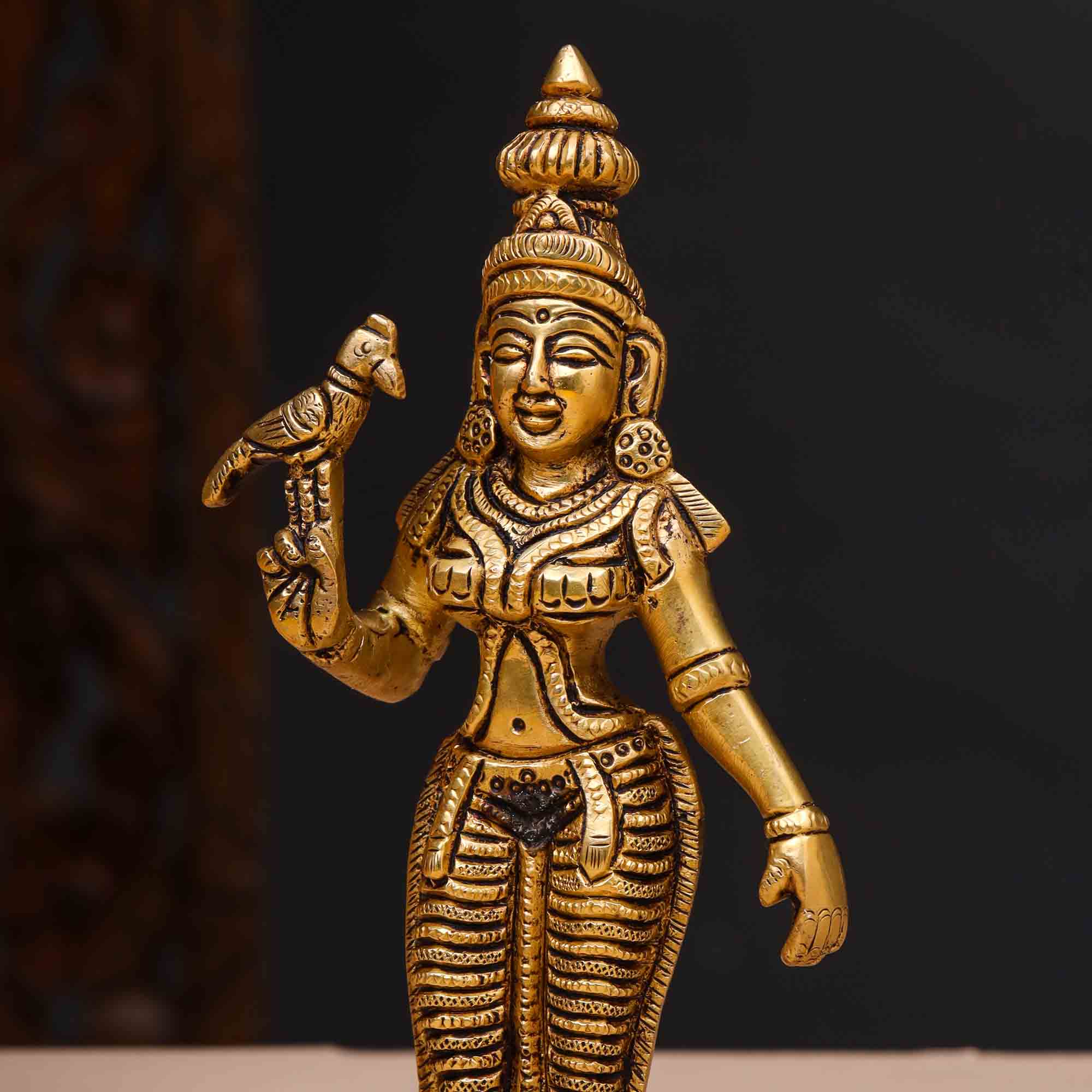 Brass Madurai Meenakshi Devi Idol (7.5 Inch) - Image 2