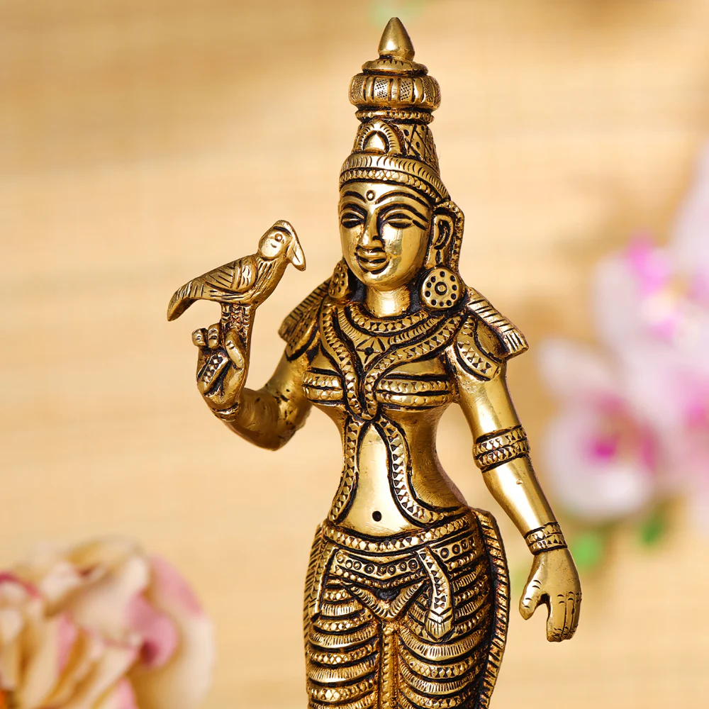 Brass Madurai Meenakshi Devi Idol (9.5 Inch) - Image 2