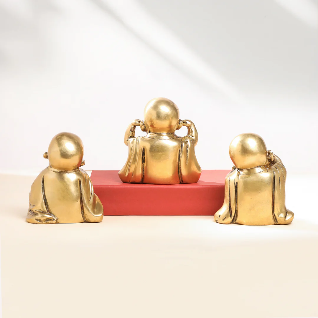 Brass Monks Baby Buddha Statues Set (5.5 Inch) - Image 3