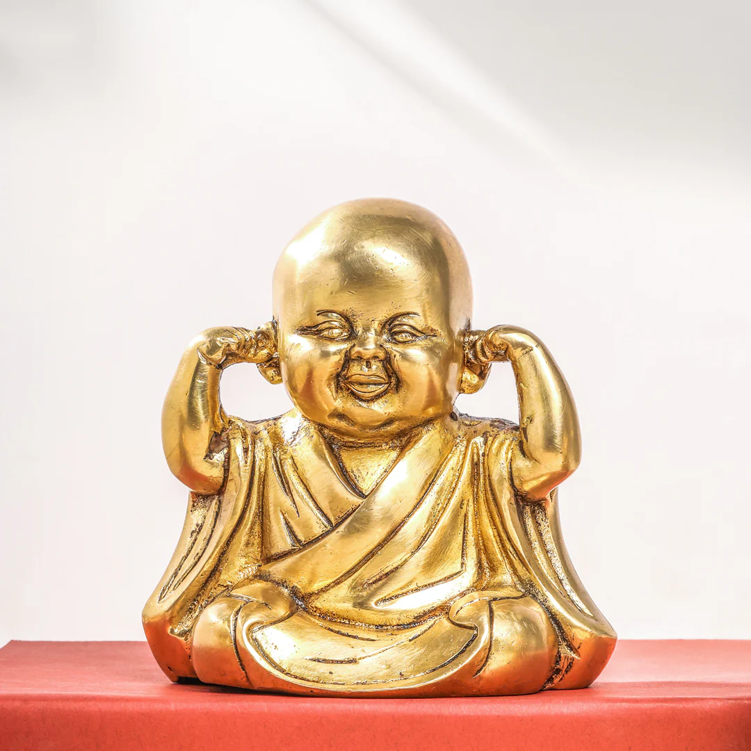 Brass Monks Baby Buddha Statues Set (5.5 Inch) - Image 4