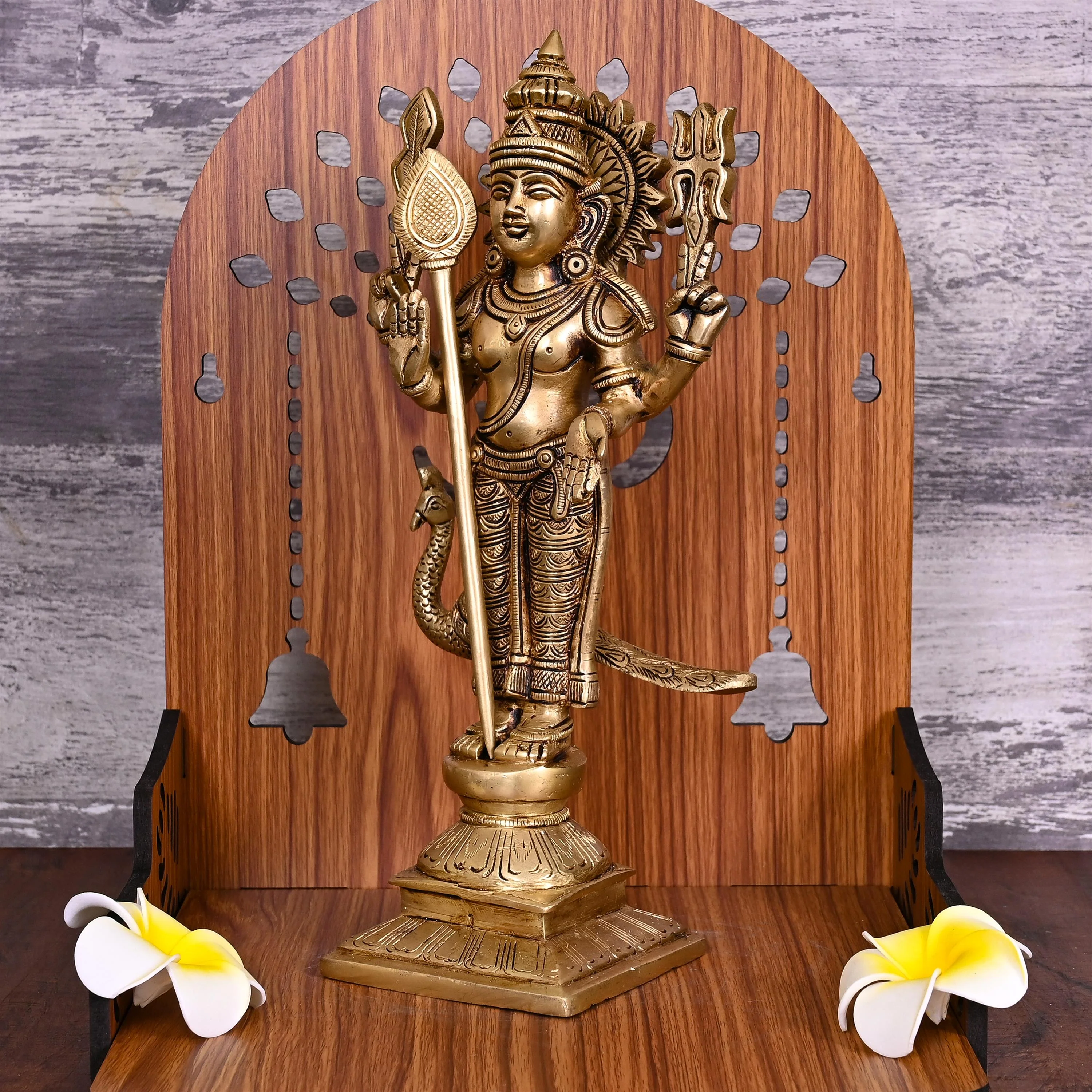 Brass Standing Lord Murugan/Kartikeya Statue (11.5 Inch) - Image 2