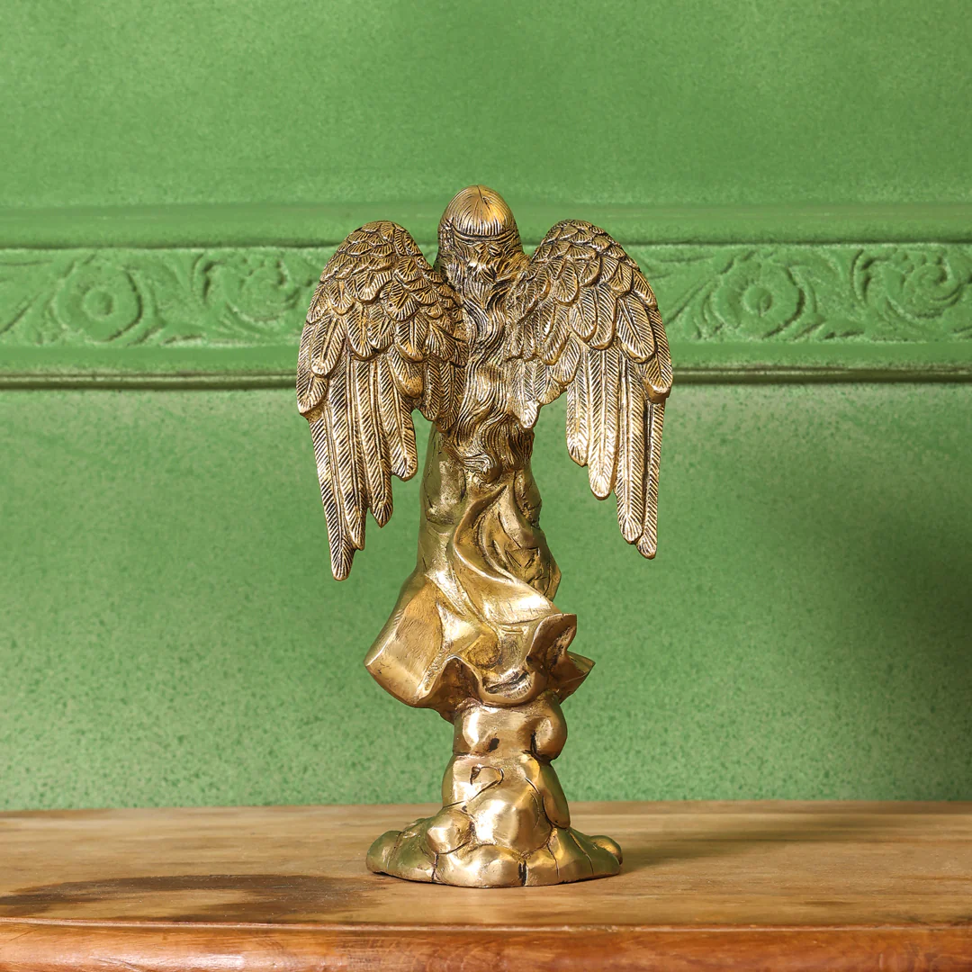 Brass Trumpet Blowing Angel Statue (10 Inch) - Image 3