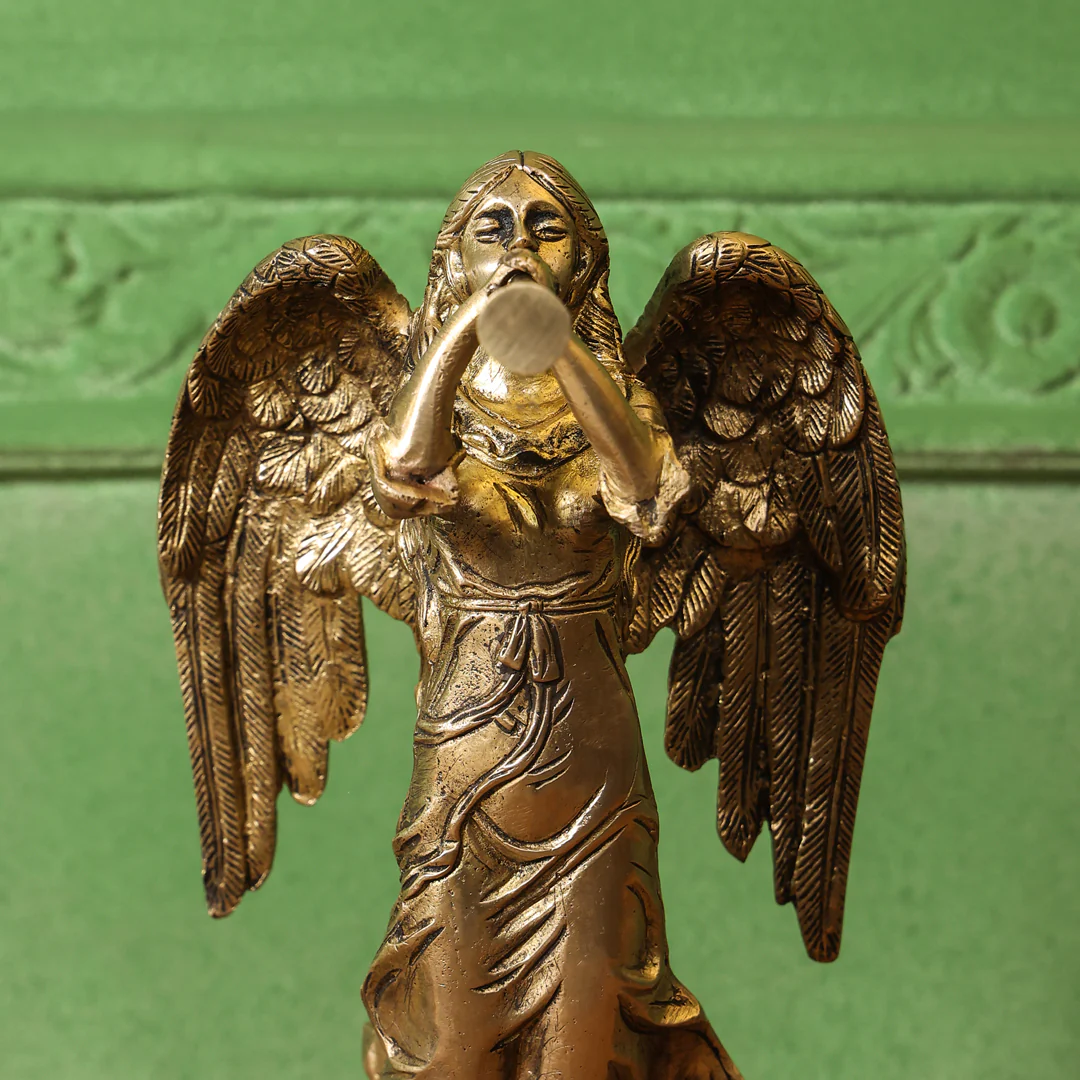 Brass Trumpet Blowing Angel Statue (10 Inch) - Image 4