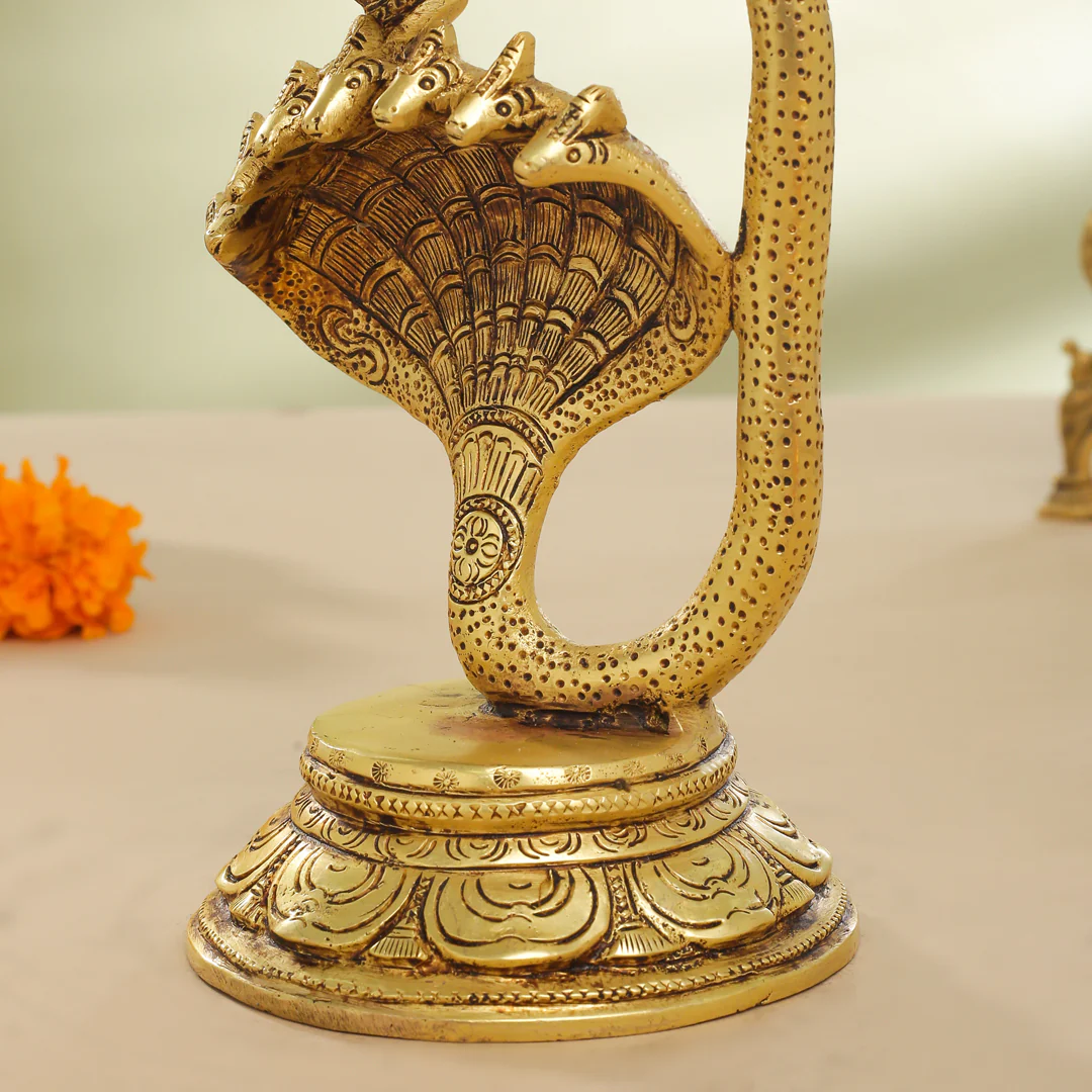 Brass Lord Dancing Ganesha On Snake (12 Inch) - Image 7