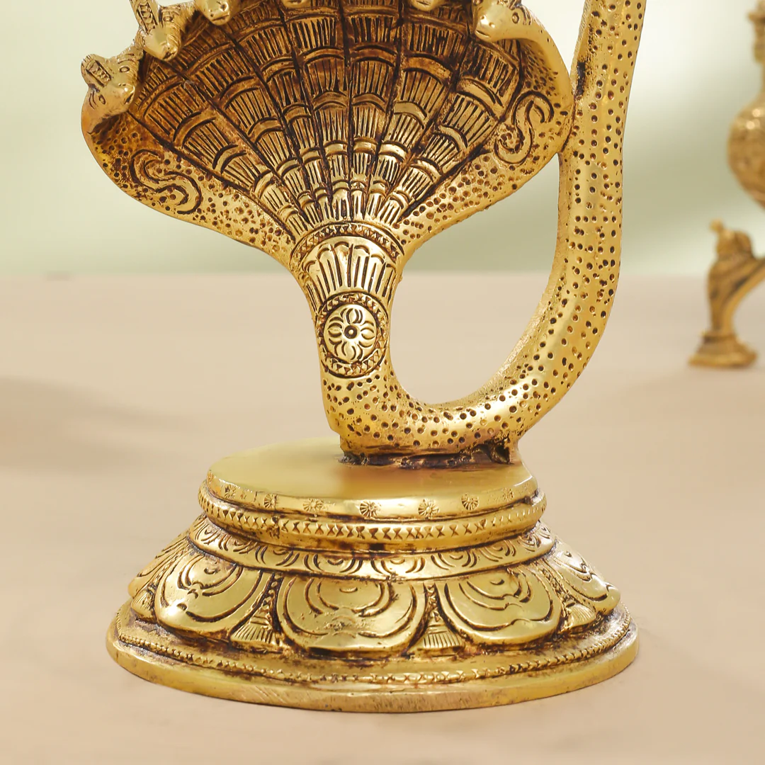 Brass Lord Dancing Ganesha On Snake (12 Inch) - Image 8