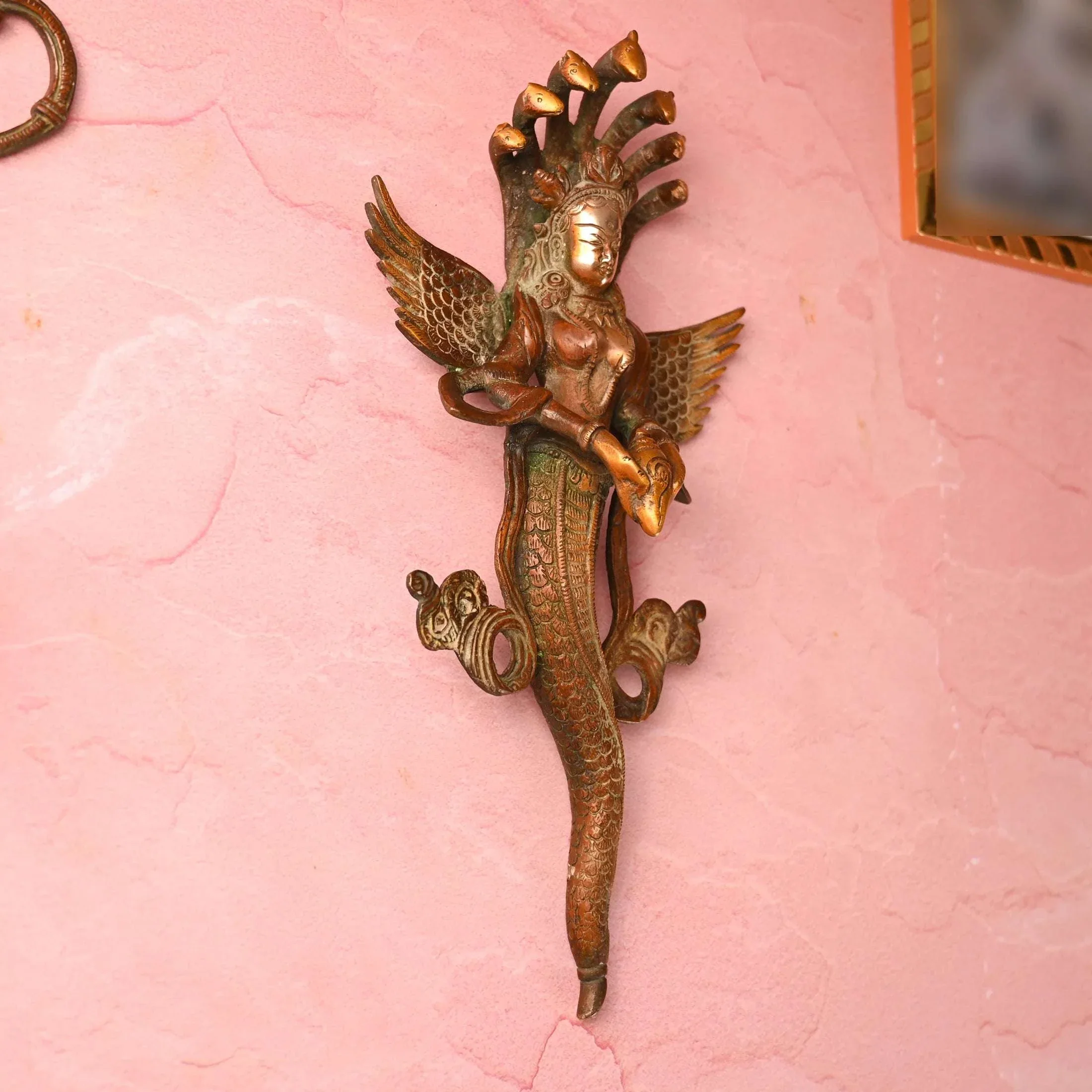 Brass Naag Kanya Wall Hanging Idol (13.5 Inch) - Image 4