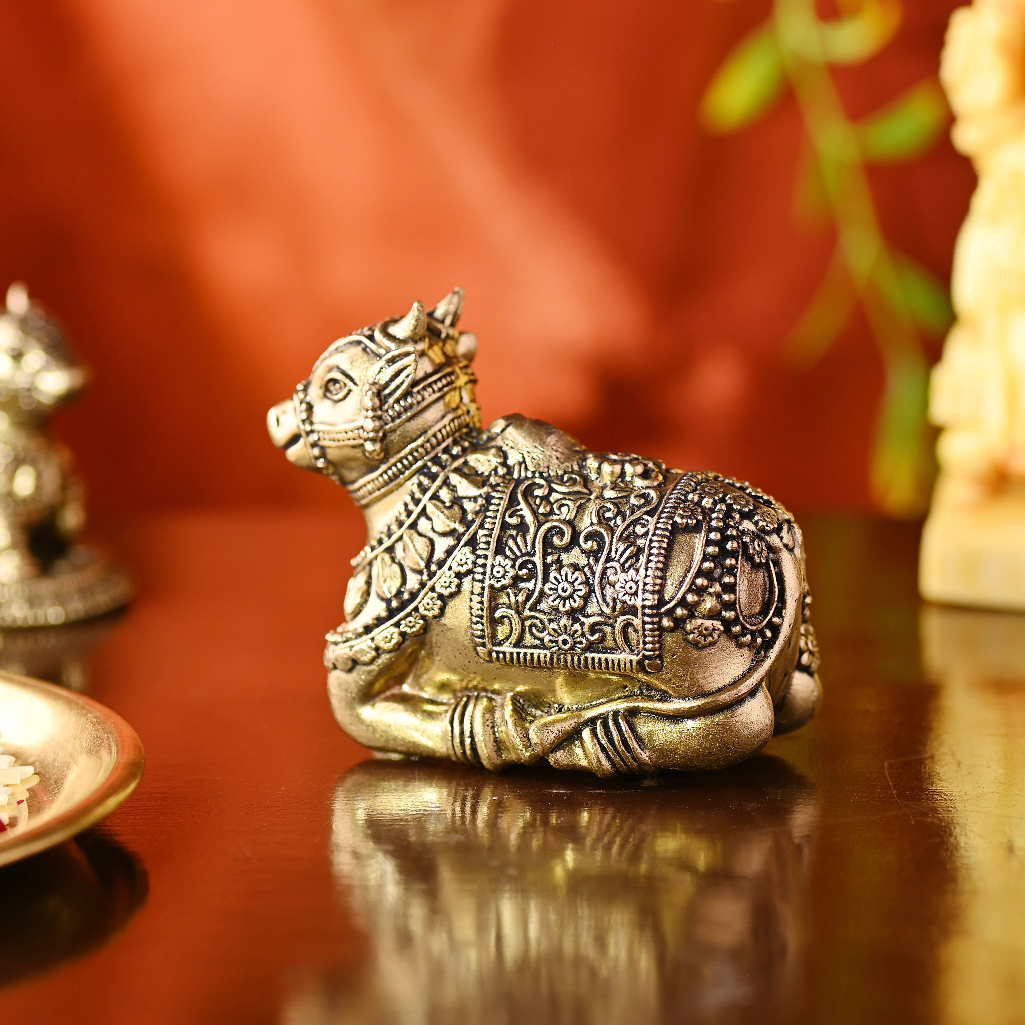 Brass Sitting Nandi Lightweight Idol - Image 2