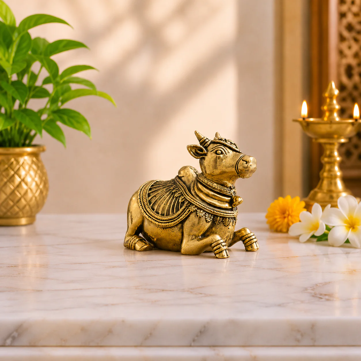 Brass Sitting Nandi Lightweight Idol - Image 7