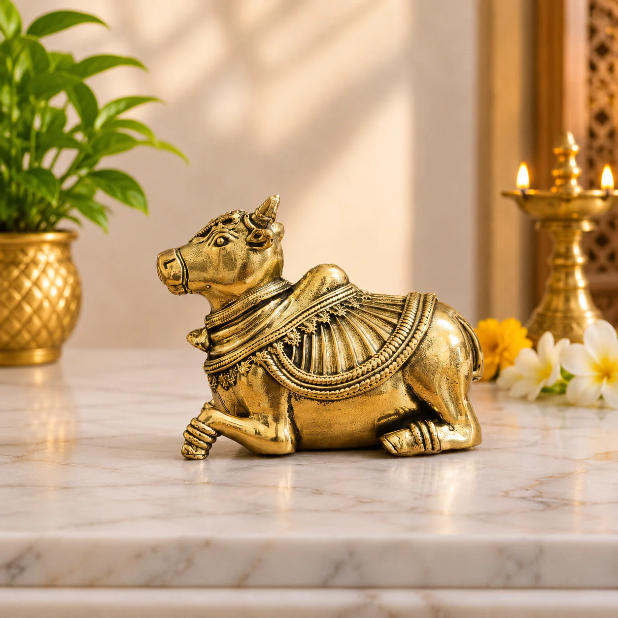 Brass Sitting Nandi Lightweight Idol - Image 9