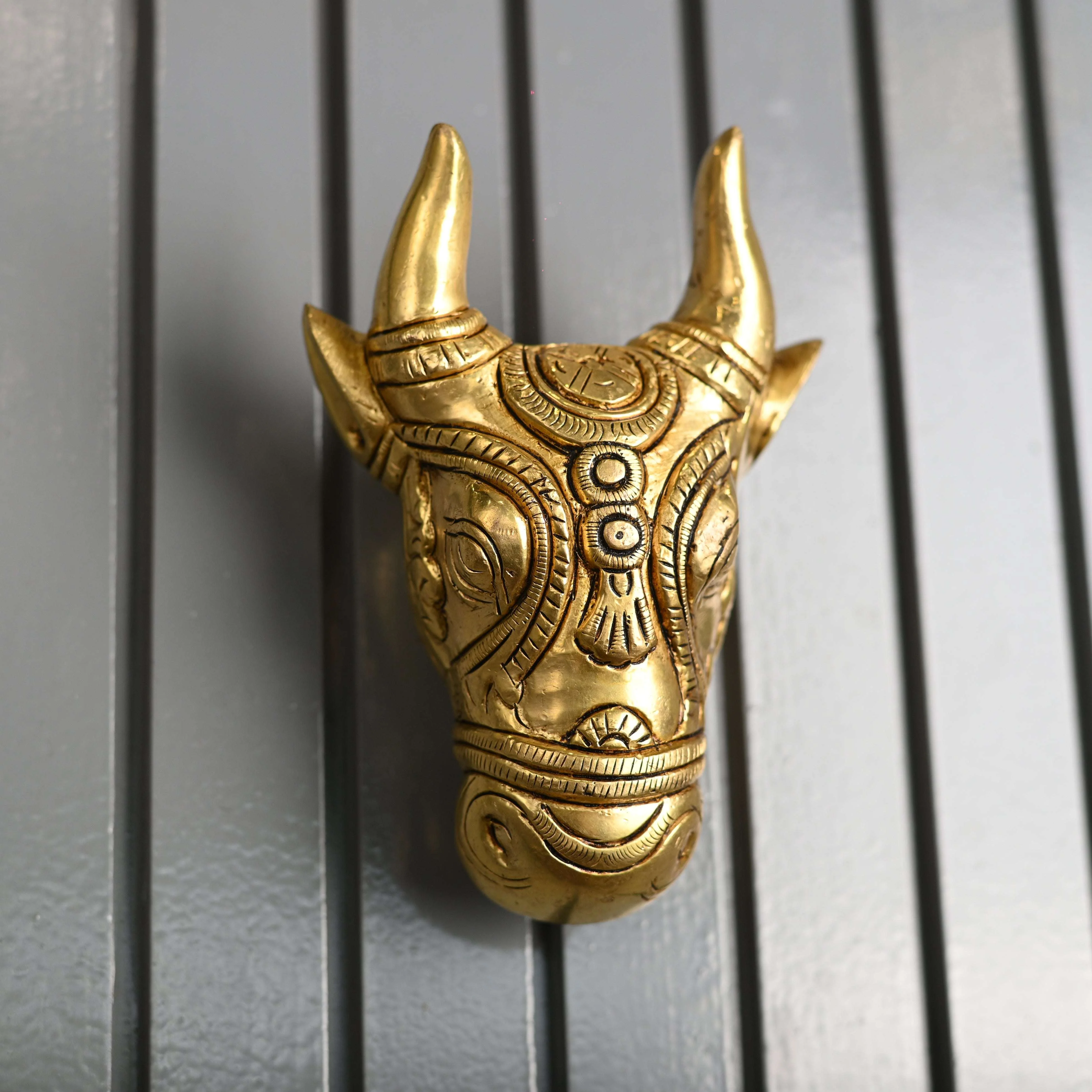 Brass Nandi Face Wall Hanging (5 Inch) - Image 3