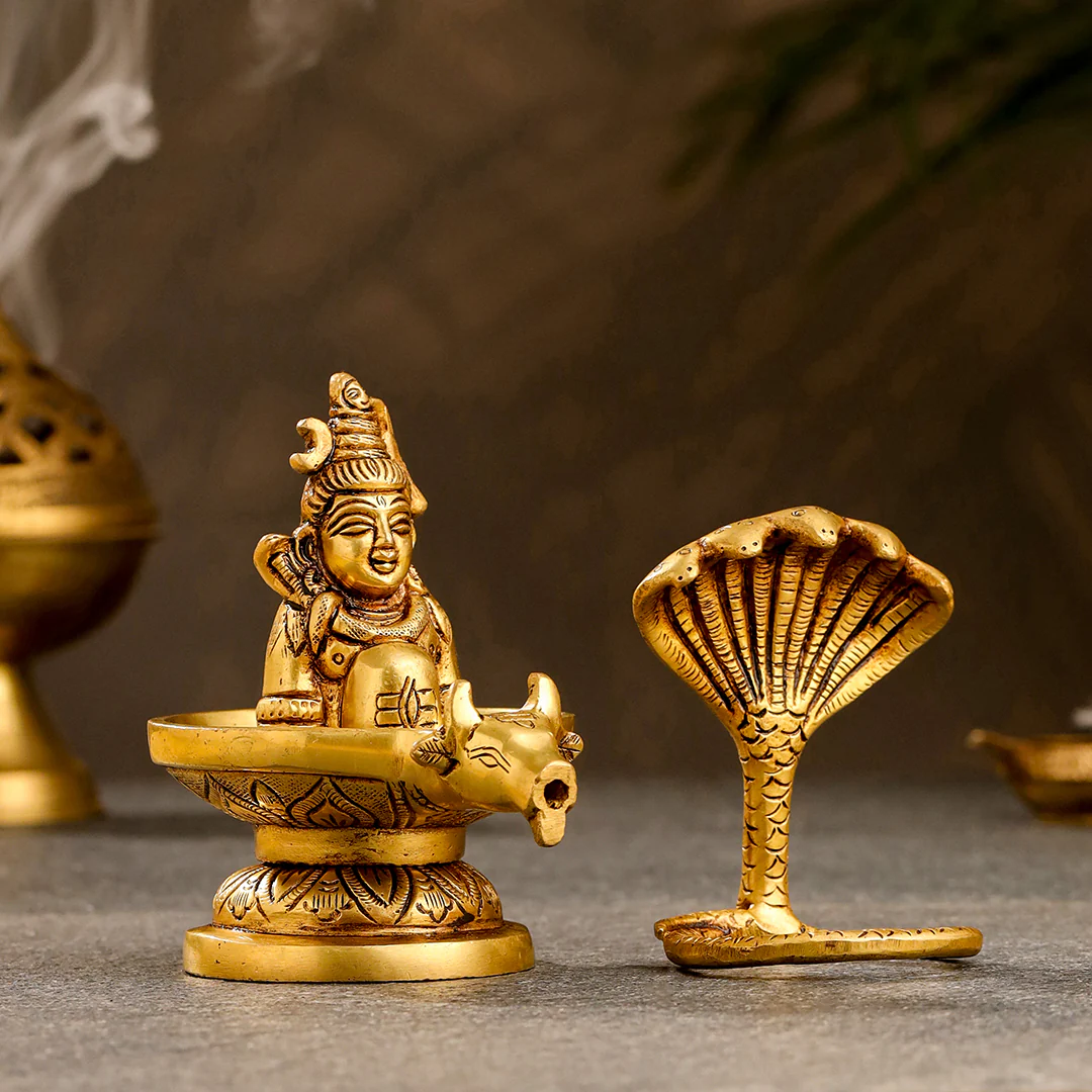 Brass Nandi Mukhshivlingam Idol (5 Inch) - Image 11