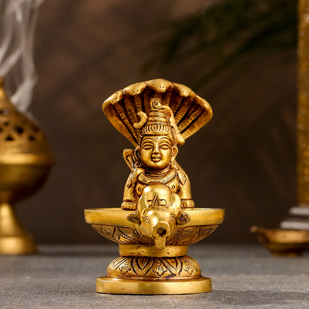 Brass Nandi Mukhshivlingam Idol (5 Inch) - Image 12