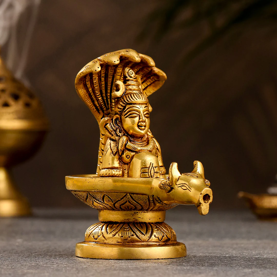 Brass Nandi Mukhshivlingam Idol (5 Inch) - Image 14