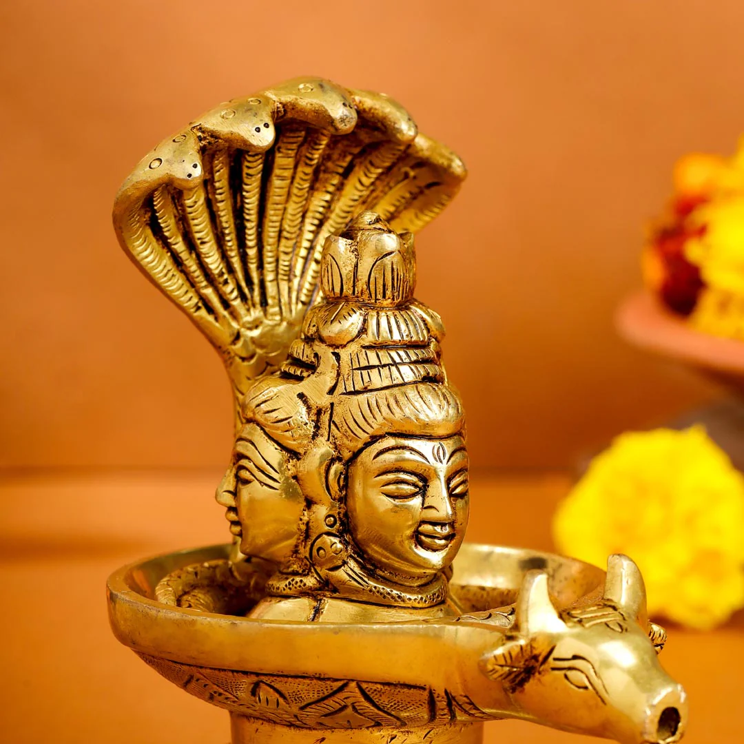 Brass Nandi Mukhshivlingam Idol (5 Inch) - Image 5